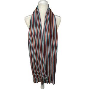 Cashmink by V Fraas Unisex Sweater Scarf Rainbow Multicolor Stripes Fringe Boho